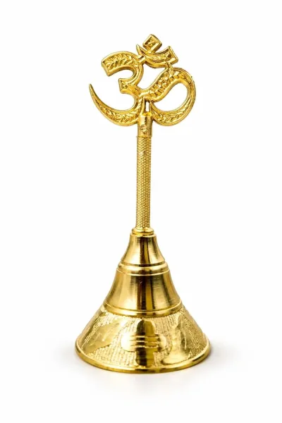 Traditional Om Hand Bell for Home Temple  Decorative Spiritual Bell with Sacred Symbol Handle